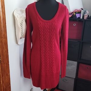 Candie's Deep Red  Maroon Scoop Neck Sweater Dress